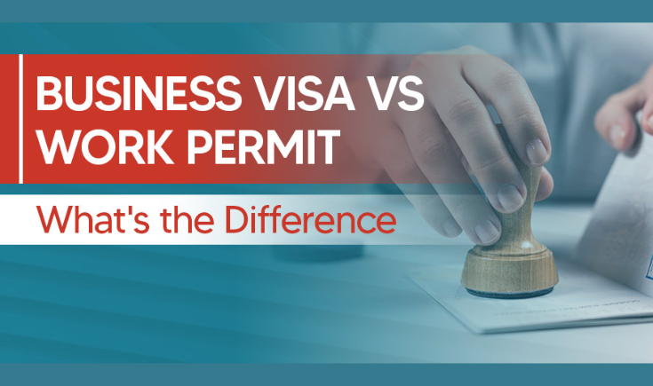 Infographic showing the legal differences between a corporate business visa and an international work permit